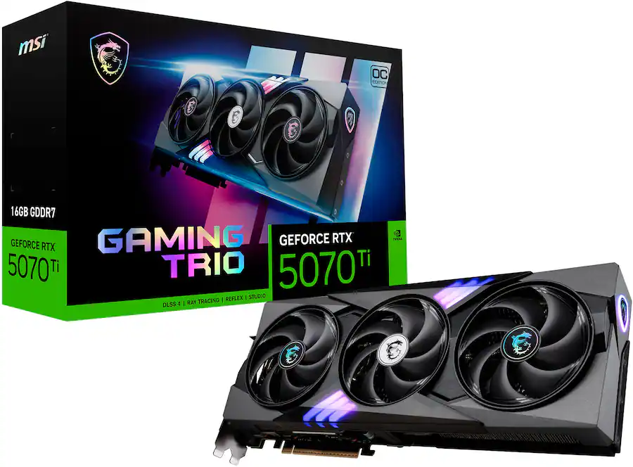 NVIDIA GeForce RTX 5070 Ti 16G GAMING TRIO OC 16GB GDDR7 PCI Express Gen 5 Graphics Card - Black