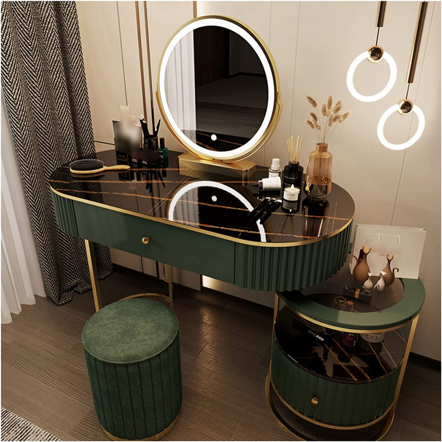 【Furniture】Cosmetic Dressing Table with Mirror, Bedroom Dressing Table Stool Cover, Dressing Table Set