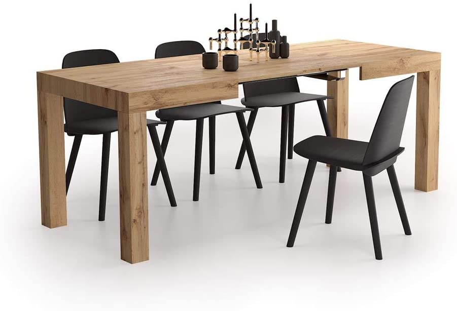 Mobili Fiver, First Extendable Table, Rustic Oak, Laminate-Finished, Made in Italy