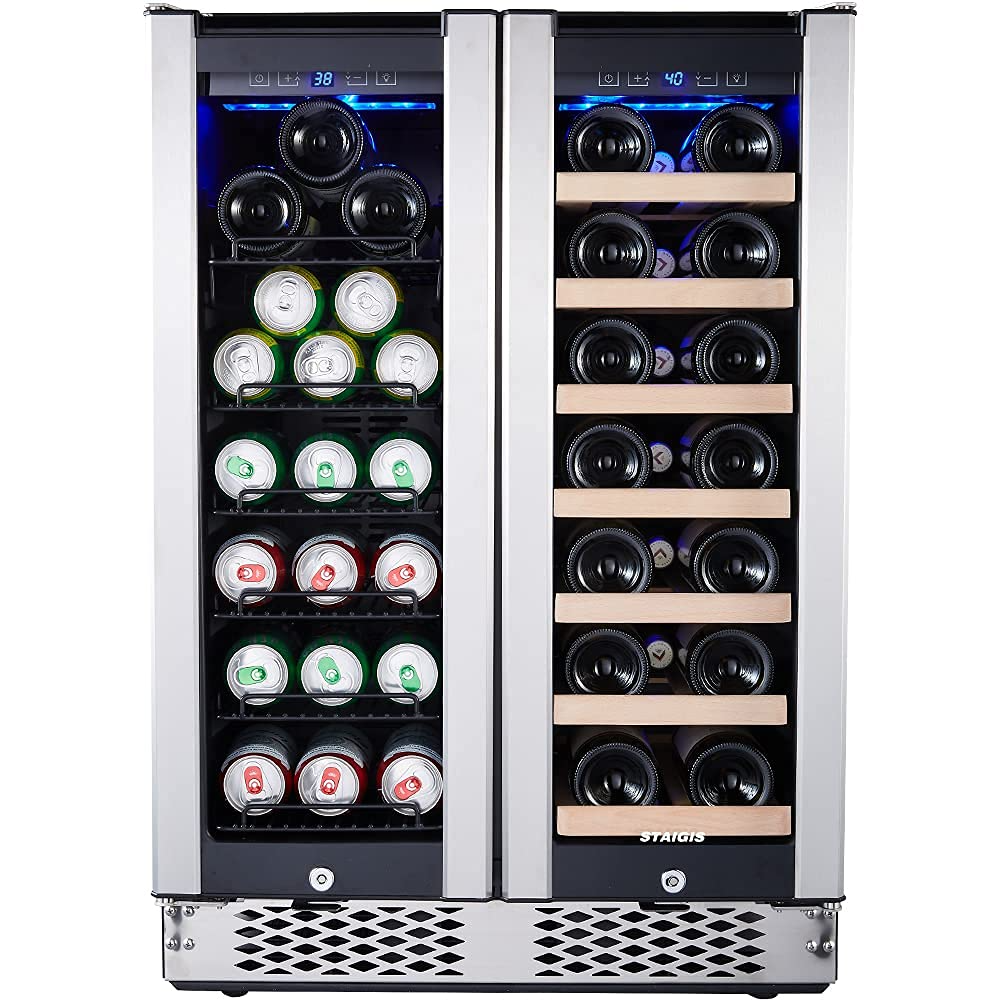 【Appliances】STAIGIS Wine Fridge, 24 inch Wine and Beverage Refrigerator Under Counter