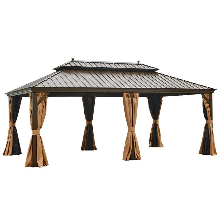 【Gazebo】20 Ft. W x 12 Ft. D Galvanized Steel Patio Gazebo