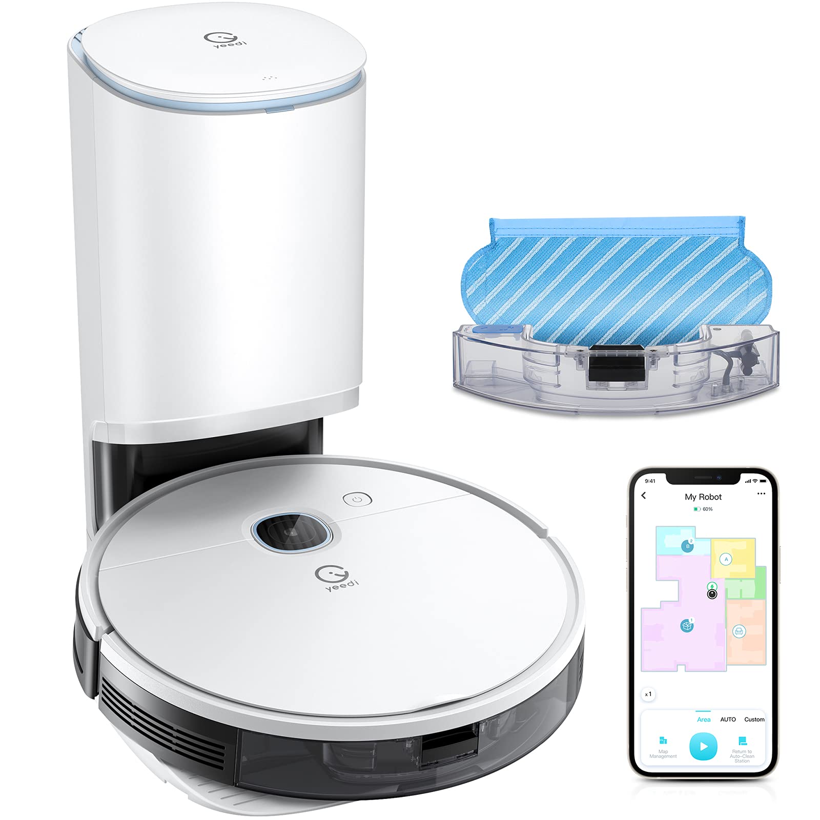 【Appliances】Robot Vacuum and Mop, Self-Emptying 3 in 1, 30 Days Auto Empty, Smart Mapping
