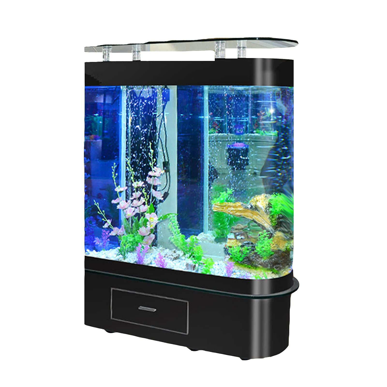 【Pet】Round Head Living Room Desktop Glass Fish Tank, Automatic Aquarium, No Water Change