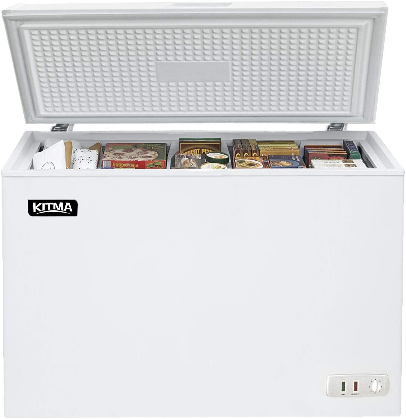 KITMA Chest Freezer - 7 Cu.Ft Reach-In Freezer Chest - Solid Door Deep Freezer with Wire Storage Basket, White