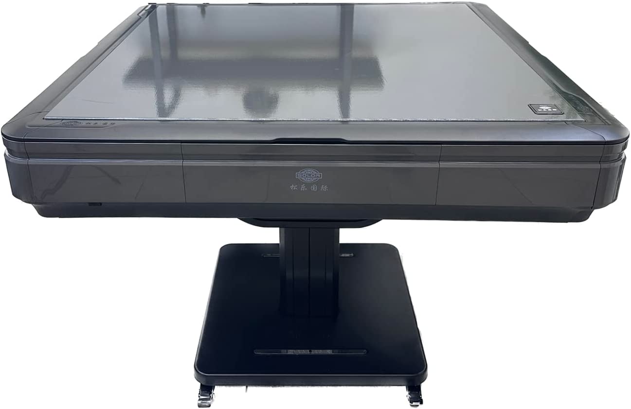 Gray Tornado Ultra Thin Folding Automatic Mahjong Mah jongg Table 36mm American Mahjong Numbered Tiles Foldable Style with 2 Sets Tiles + 4 Racks+ Hard Tabletop Cover.