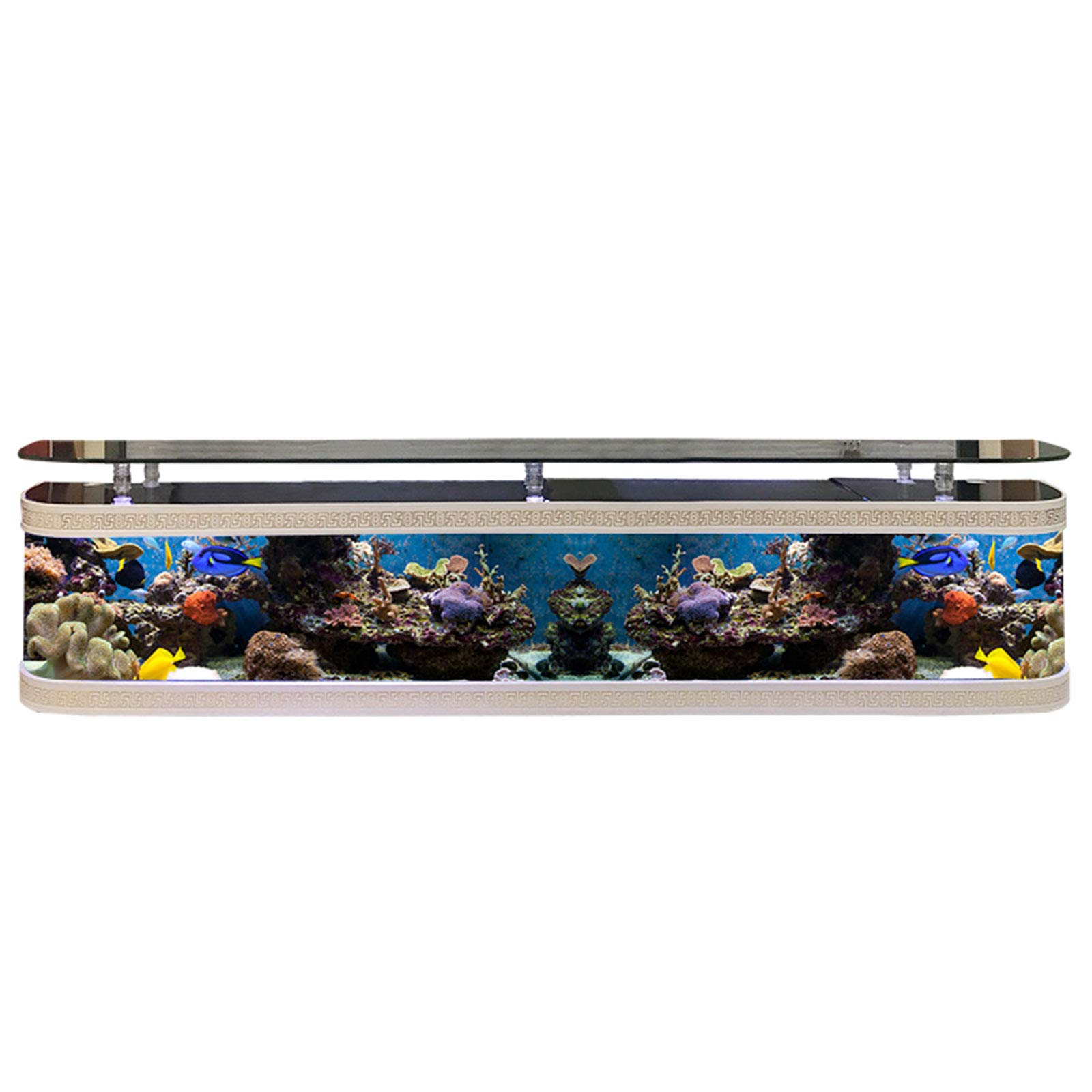 【Pet】Living Room Background Wall TV Cabinet Ecological Fish Tank Square Aquarium Glass Coffee Table