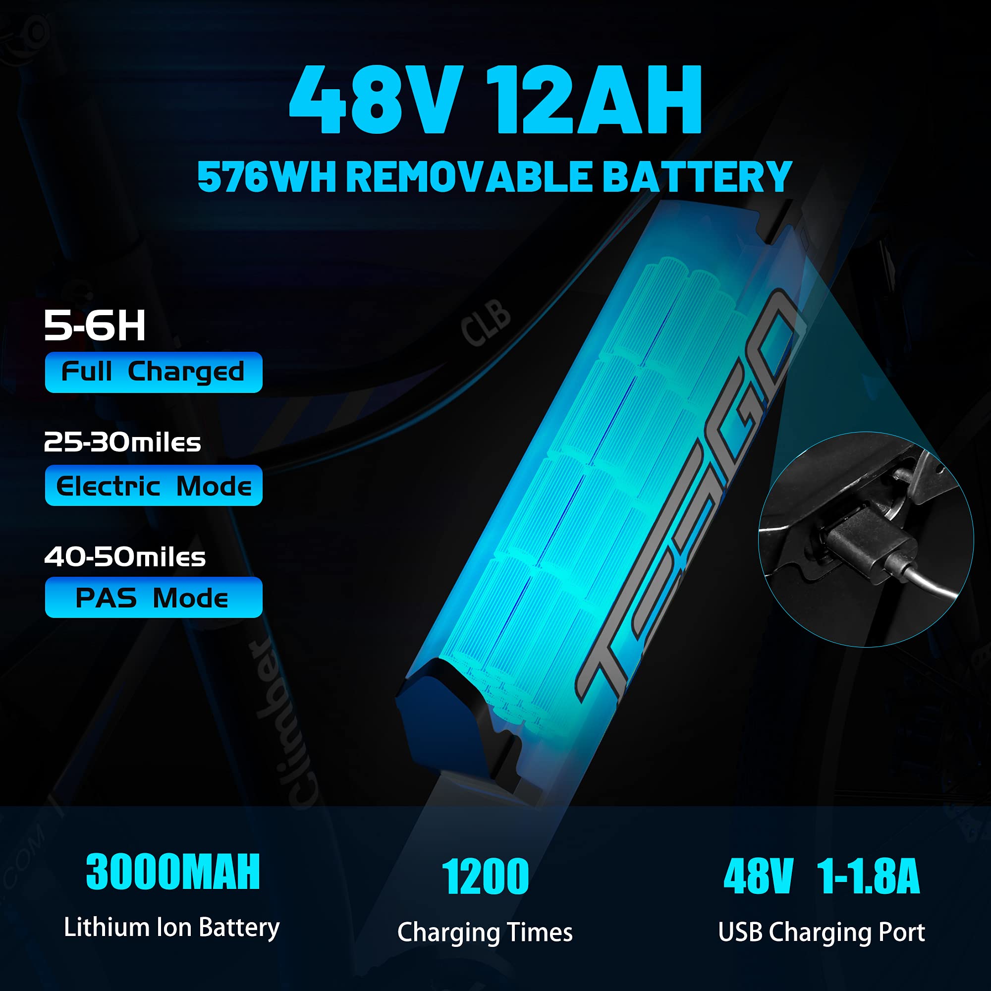 【Sports&Outdoors】Electric Bike for Adults Climber - 48V 12Ah Battery 26