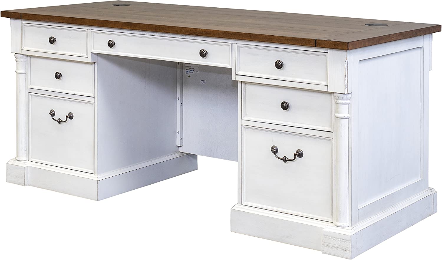 Martin Furniture Durham Double Pedestal Executive Desk, White