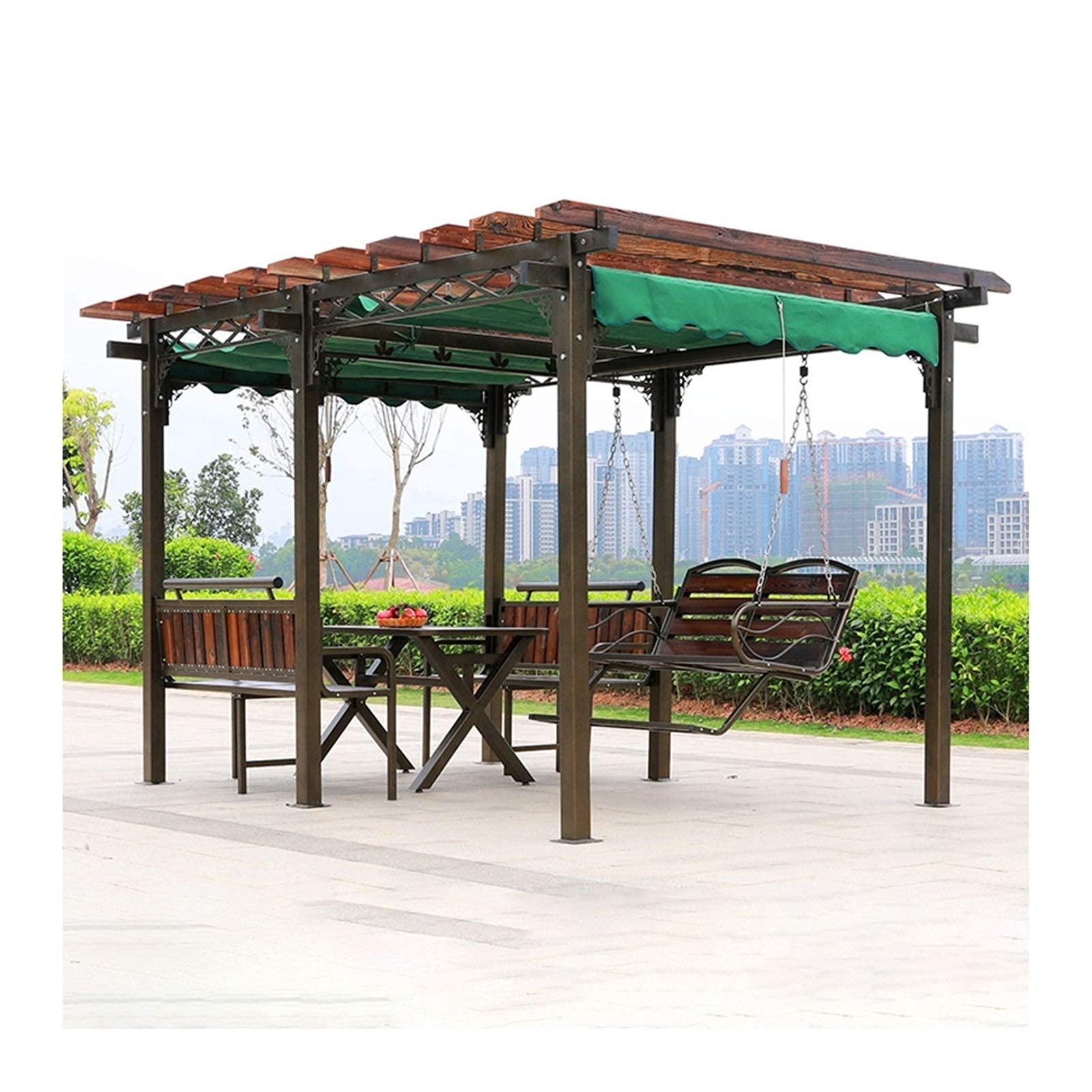 【Gazebo】Outdoor Gazebo Swing Grape Rack Anti-Corrosion Wood Aluminum Alloy