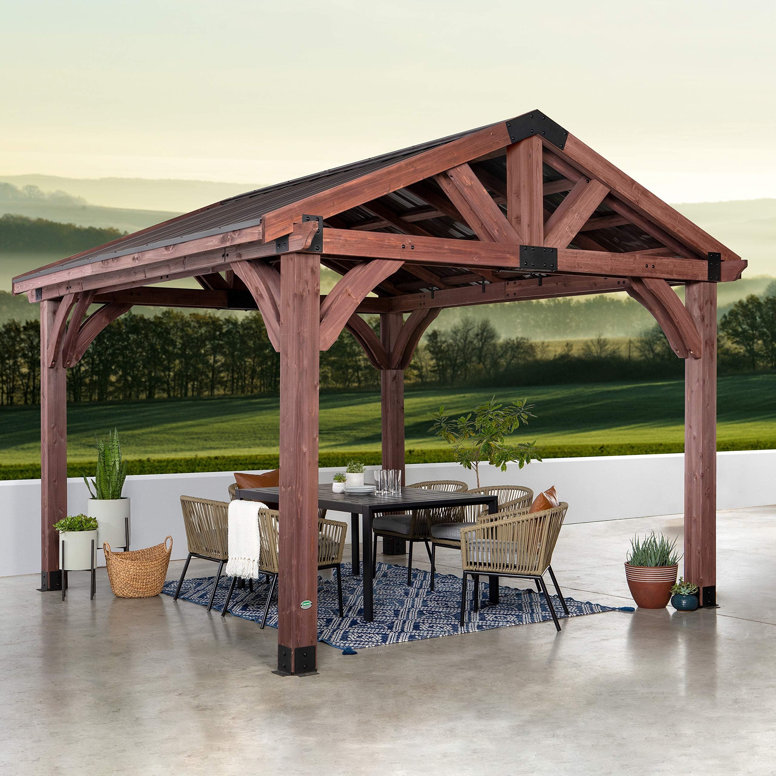 【Gazebo】Arlington 12x12 Gazebo, Walnut