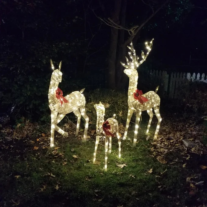 【Décor】【BS】3 Piece Christmas Deer Light Display Set