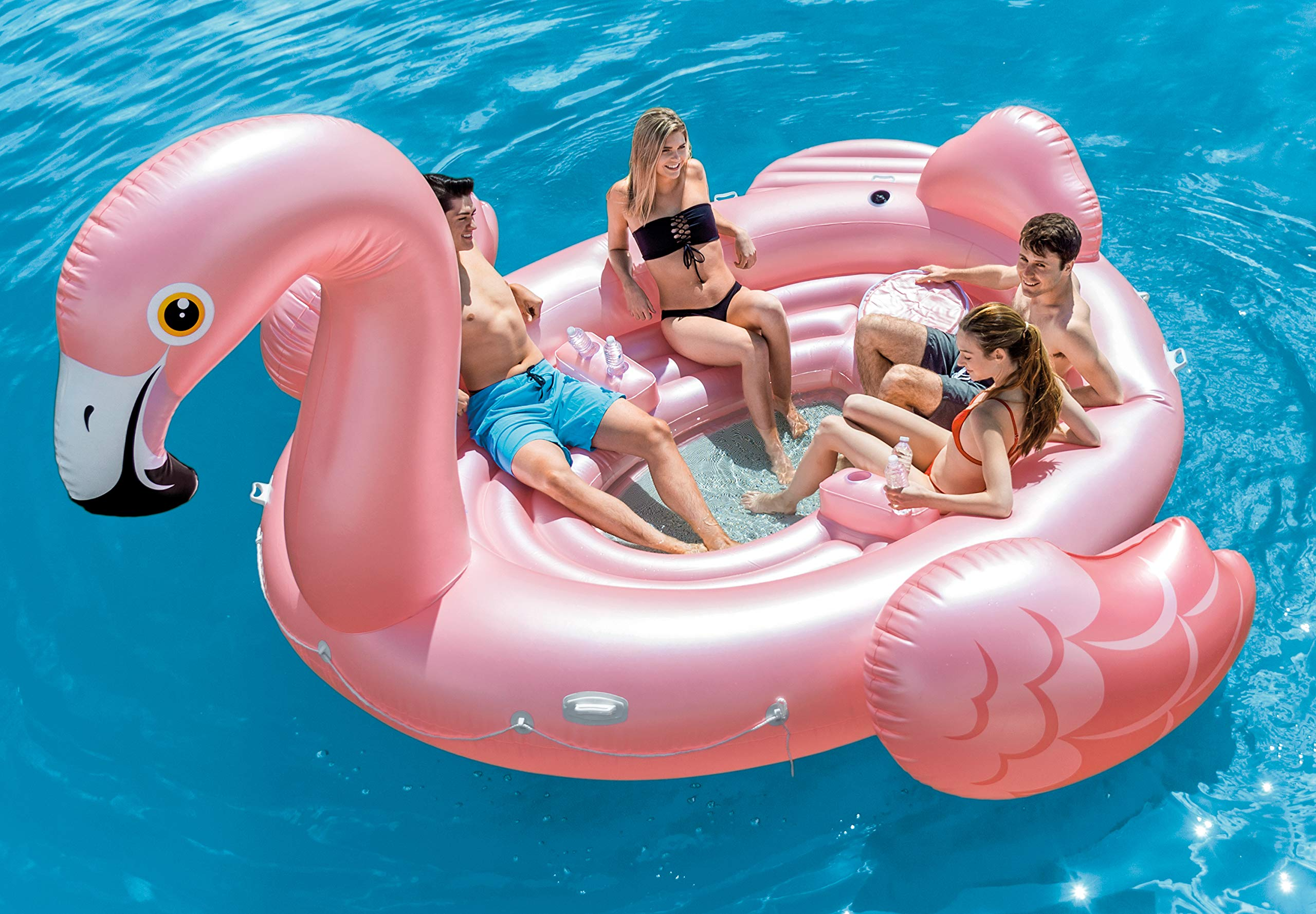 【Sports&Outdoors】Flamingo Party Island, Inflatable Island, 166in X 147in x 73in