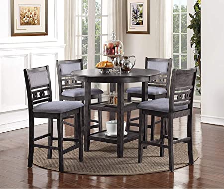 Classic Furniture Gia 5-Piece Round Counter Height Set with 1 Dining Table and 4 Chairs, 42.25