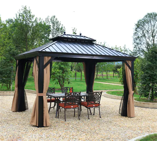 【Gazebo】Hardtop Gazebo with Netting and Curtains for Patios, Gardens, Lawns & Outdoor Activities
