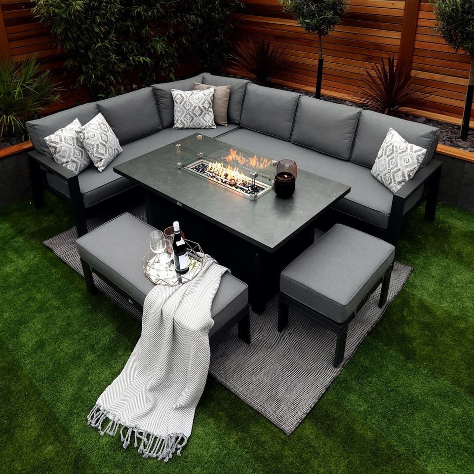 【Furniture】Monaco Luxury Large Grey Rattan Garden Sofa Set 10 Piece Semi Circle